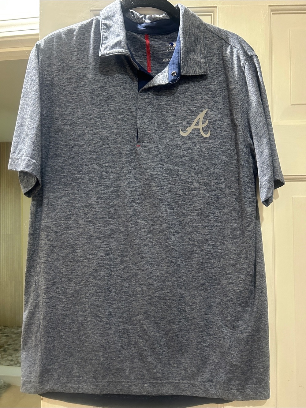 MLB Heathered Navy Blue Polo with Script A Logo